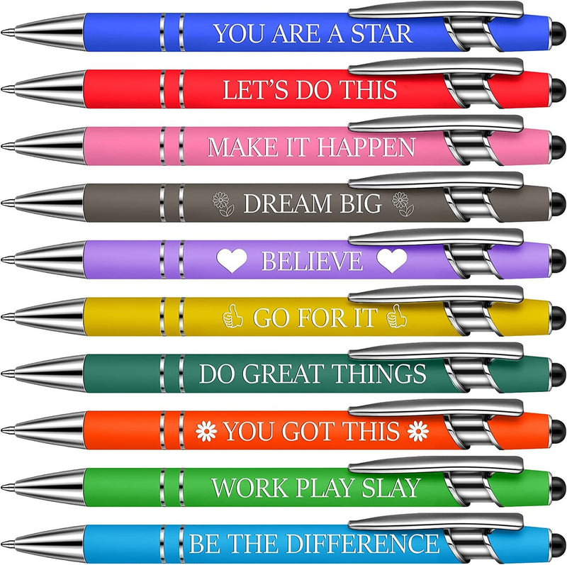 10 PCS Ballpoint Funny Pens  Motivational Quotes(Black Ink)