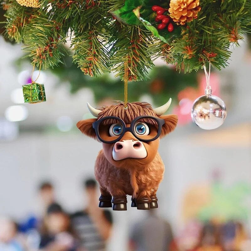 Christmas Cartoon Cow Decorative Ornament