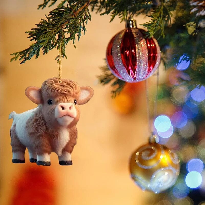 Christmas Cartoon Cow Decorative Ornament
