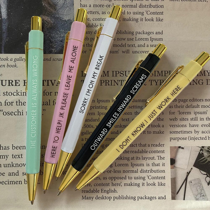 5 pcs Funny Customer Service Ballpoint Pens(Black Ink)