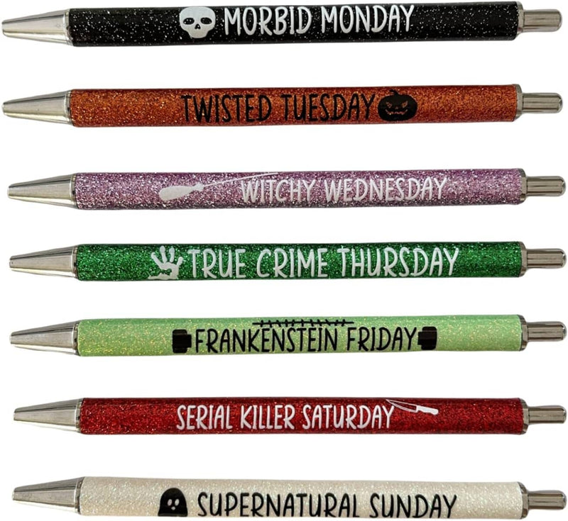 Halloween & Christmas Weekday funny Pens set(7pcs)