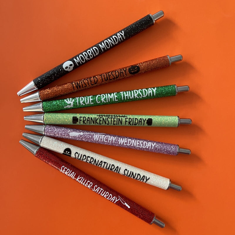 Halloween & Christmas Weekday funny Pens set(7pcs)