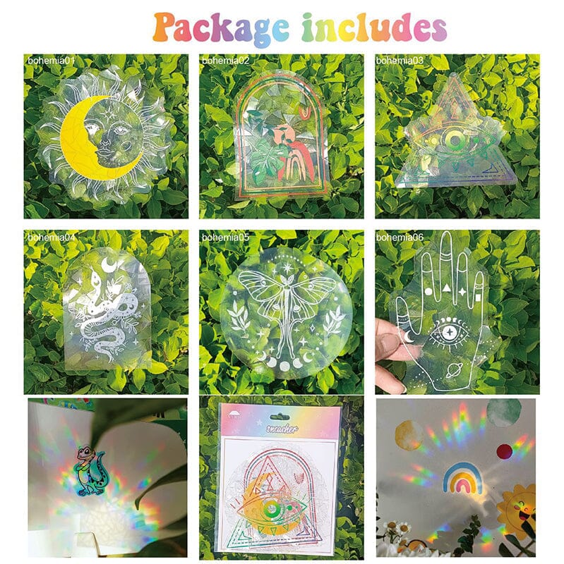 PVC colorful anti-collision suncatcher sticker,set of 6 pcs