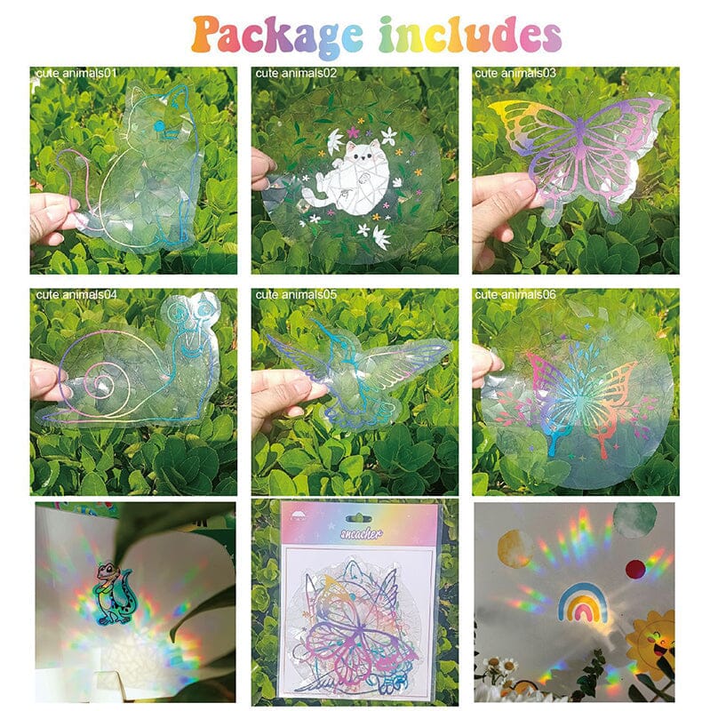 PVC colorful anti-collision suncatcher sticker,set of 6 pcs