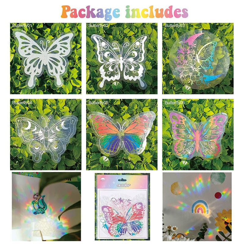 PVC colorful anti-collision suncatcher sticker,set of 6 pcs