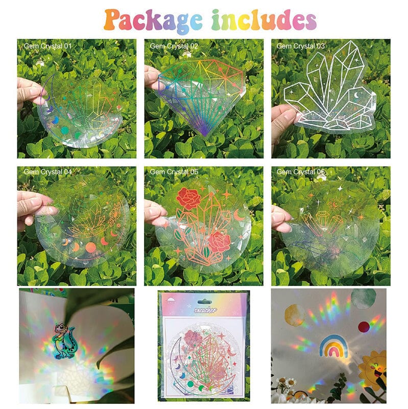 PVC colorful anti-collision suncatcher sticker,set of 6 pcs