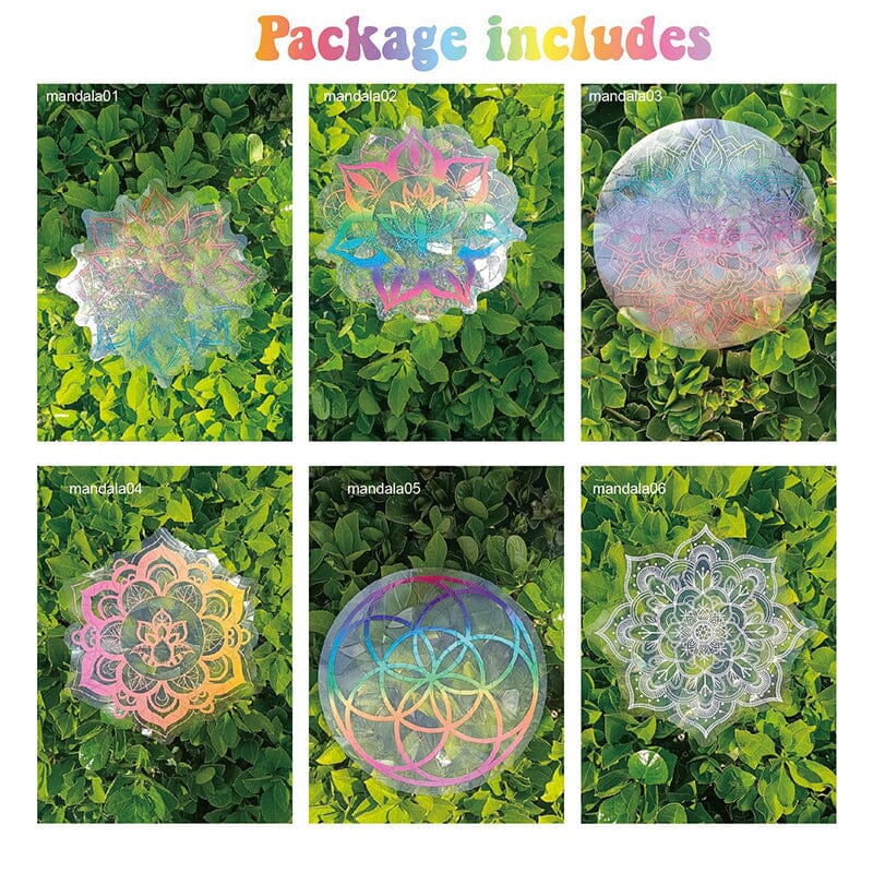 PVC colorful anti-collision suncatcher sticker,set of 6 pcs