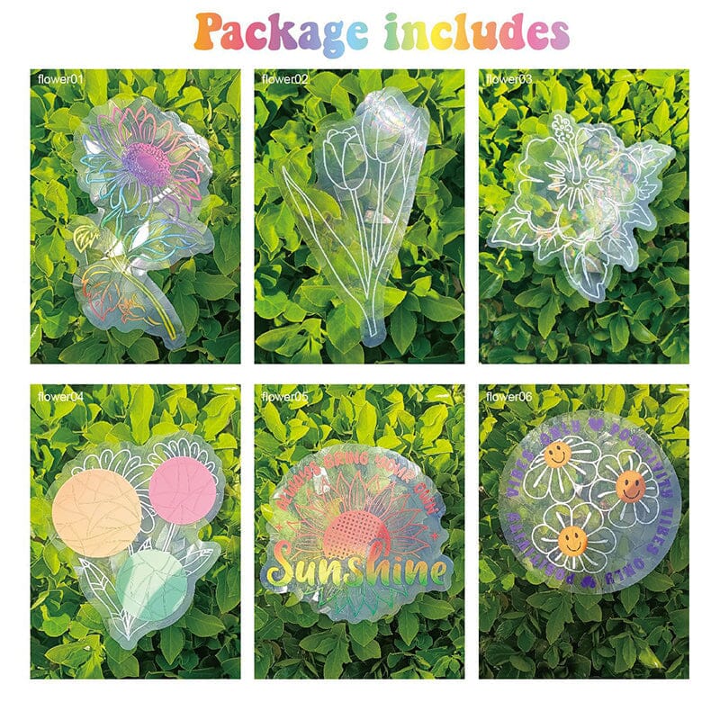 PVC colorful anti-collision suncatcher sticker,set of 6 pcs