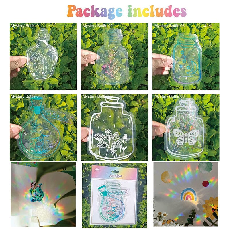 PVC colorful anti-collision suncatcher sticker,set of 6 pcs