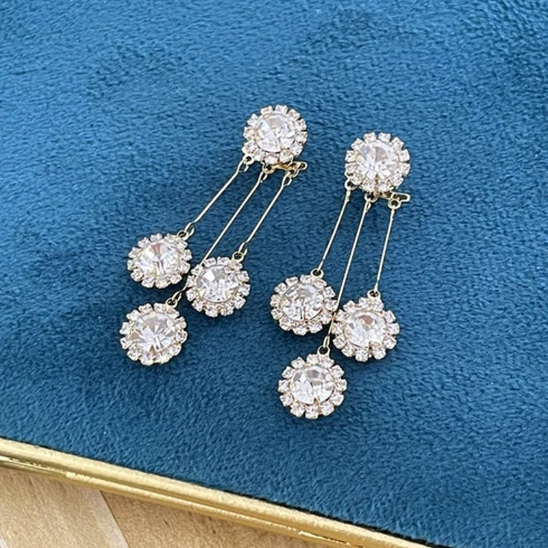 Zircon Round Petal Earrings