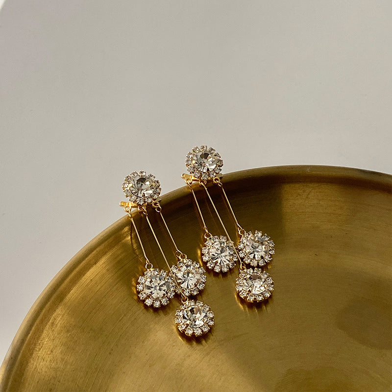 Zircon Round Petal Earrings