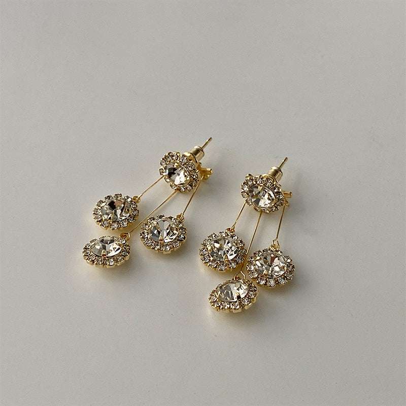 Zircon Round Petal Earrings