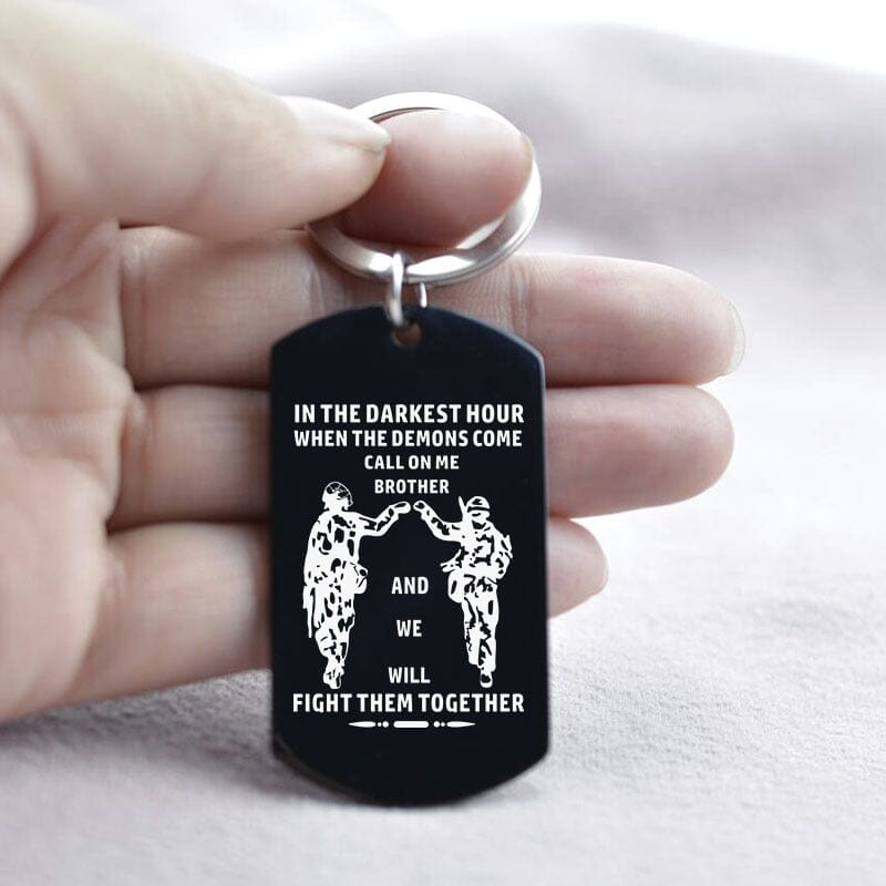 Call On Me Brother Engraved Keychain Necklace