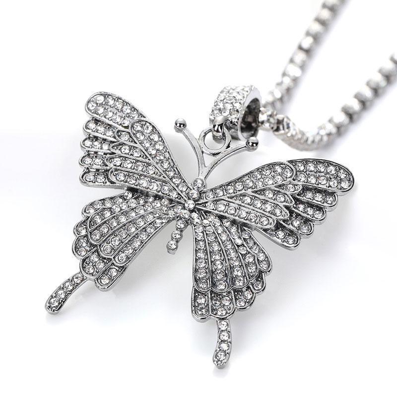 Crystal Pave Butterfly Pendant Necklace