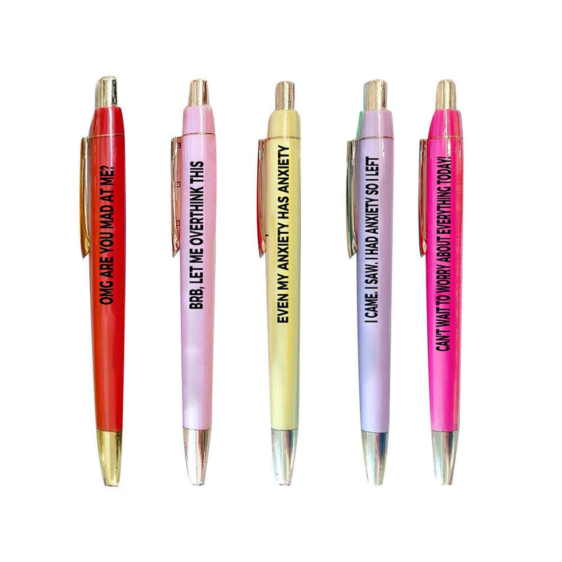 5 pcs Multicolor Anxiety Ballpoint Pens(Black ink)