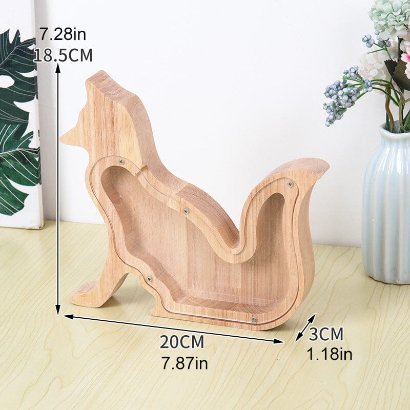 Wooden Animal Piggy Saving Bank