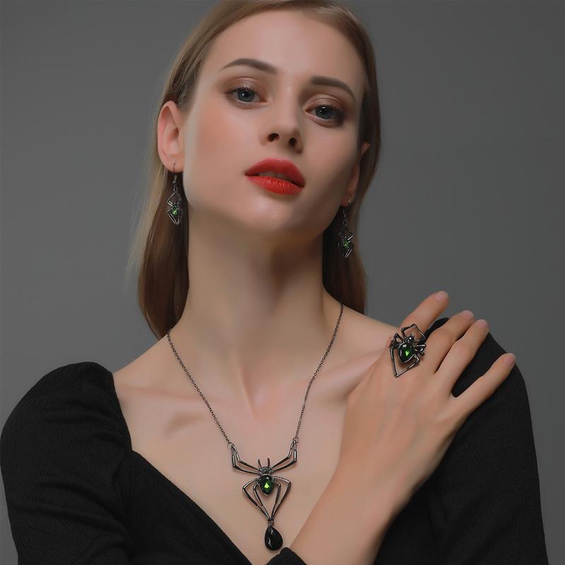 Retro Style Halloween Spider Jewelry Set