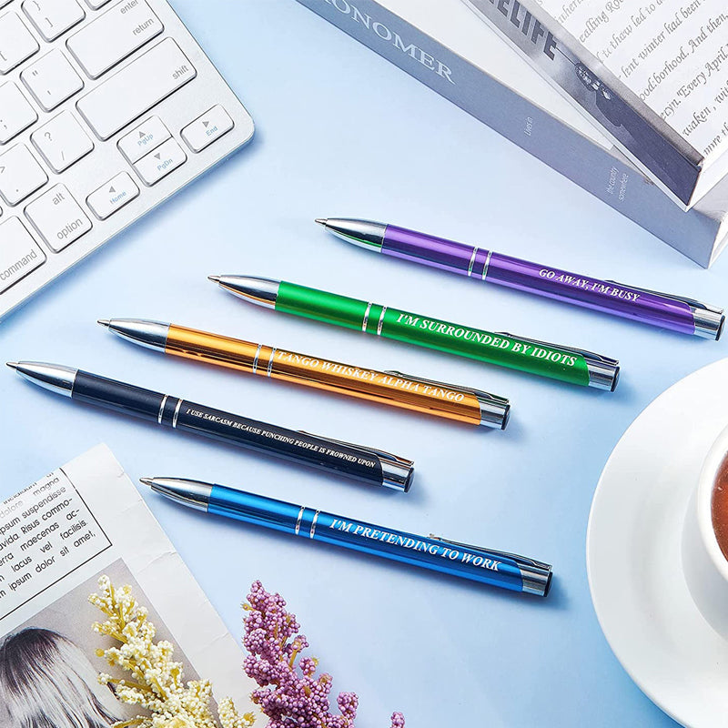 5 Pcs Ballpoint Pens with Interesting Text