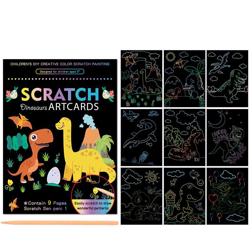 Colorful Scratch Books(Set of 9cs and 1 pen)