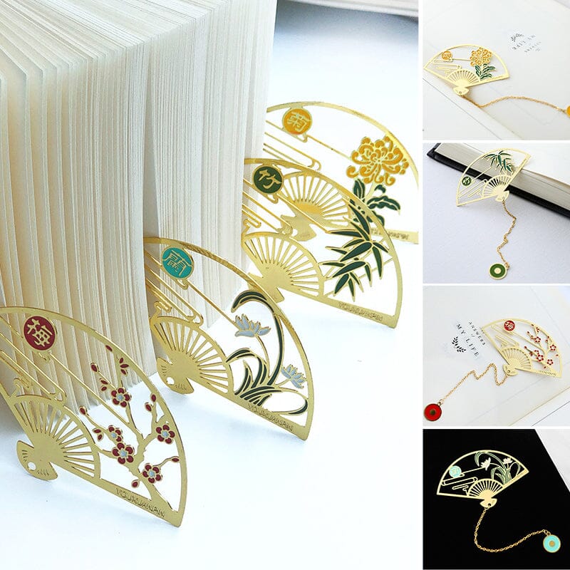 Metal Bookmark Folding Fan