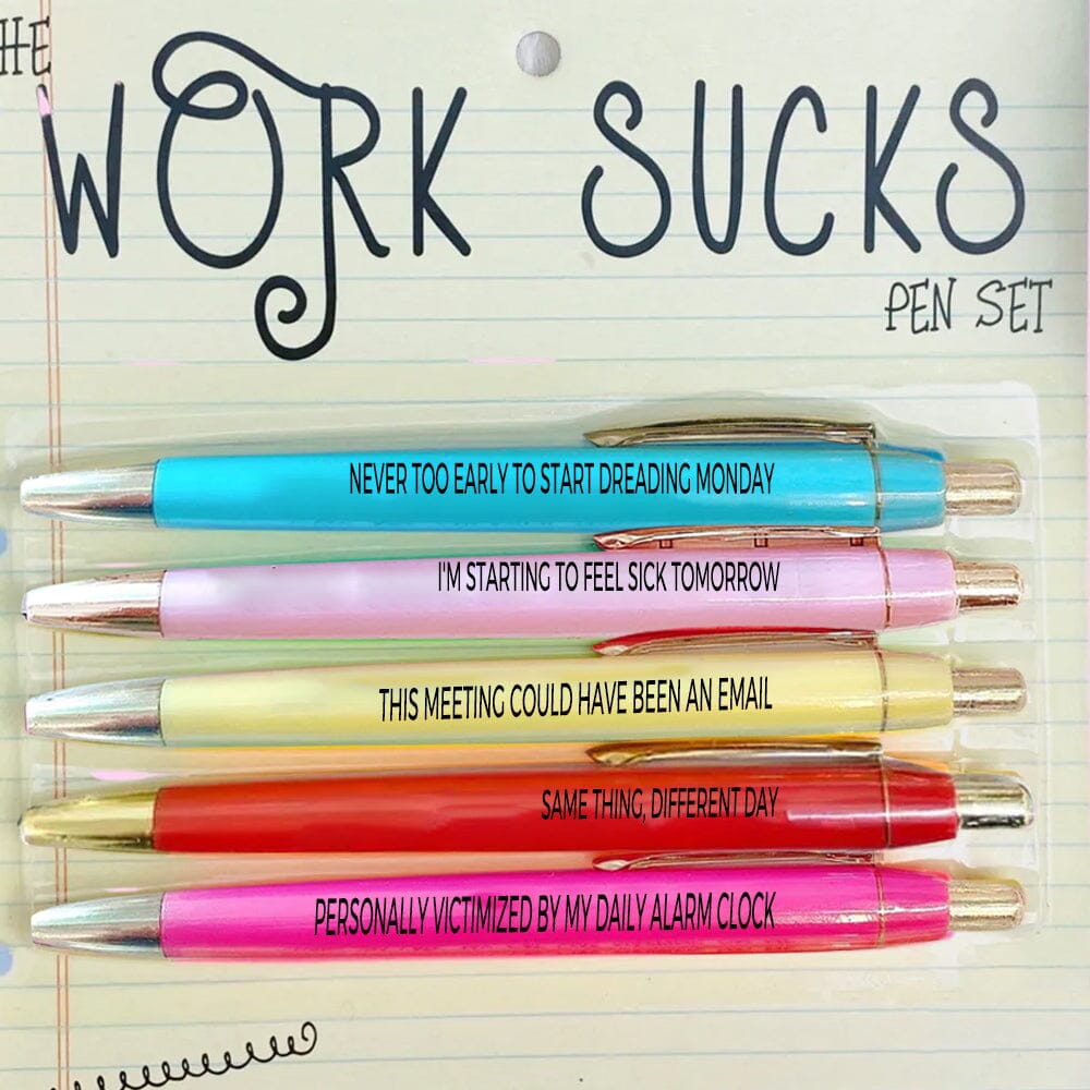 Mugsby - Working 9-5 Pen Set Edition, Pens, Pen Set, Funny Pens