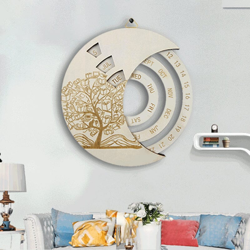 Wooden Wall Mounted Moon Calendar