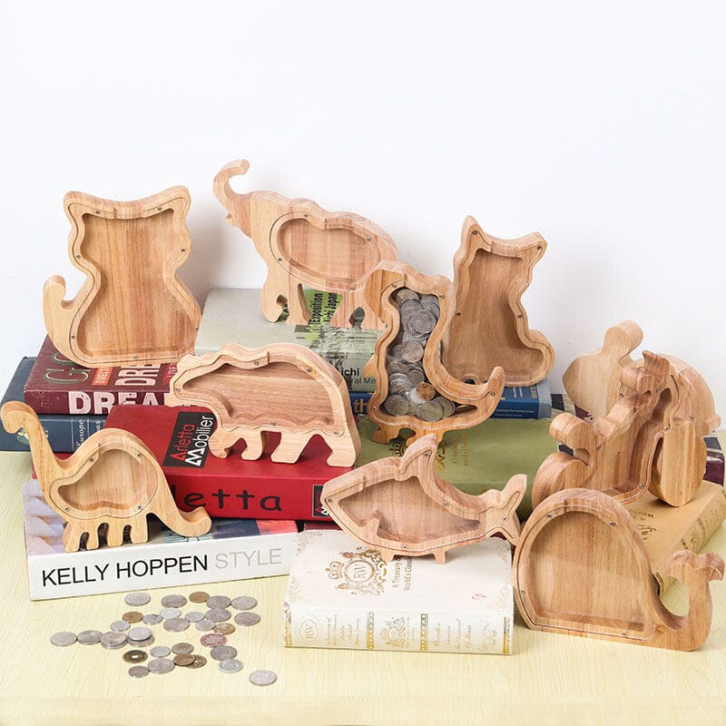 Wooden Animal Piggy Saving Bank