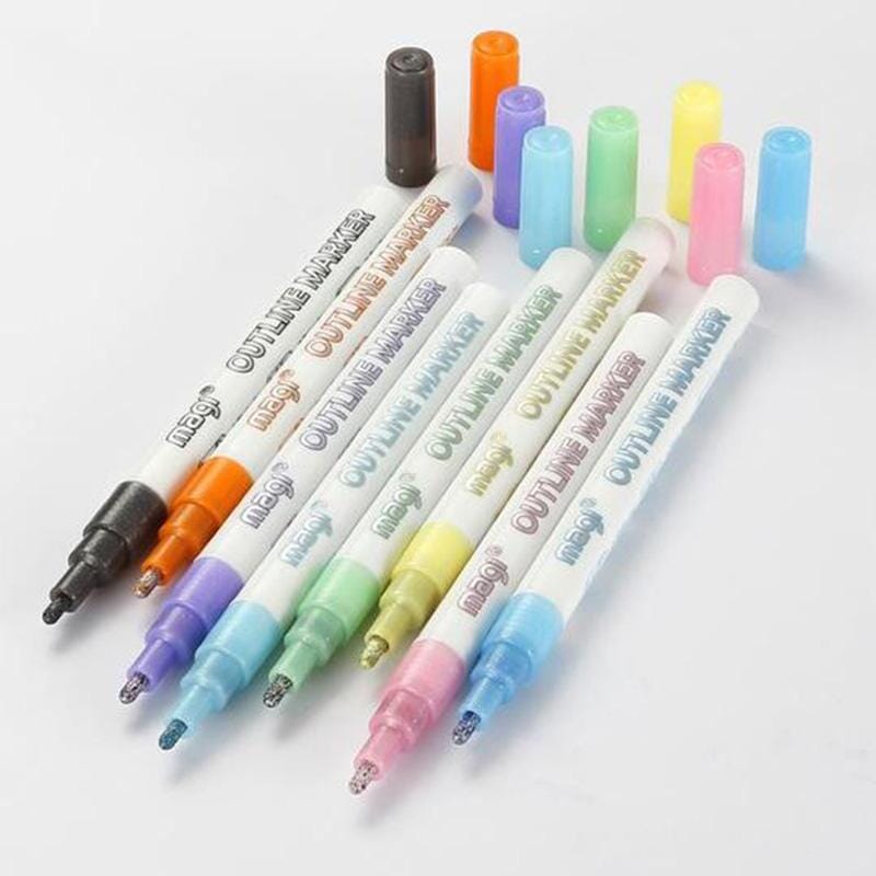 🎄Gorgeous Double Outline Markers Set (8/12 colors)🎁