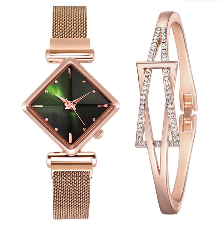 Diamond Watch & Bracelet Set