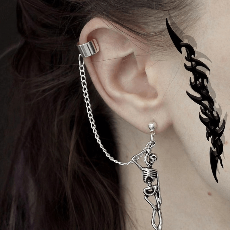 🎃HALLOWEEN🎃Vintage Punk Skull Skeleton Pendant Dangle Earrings