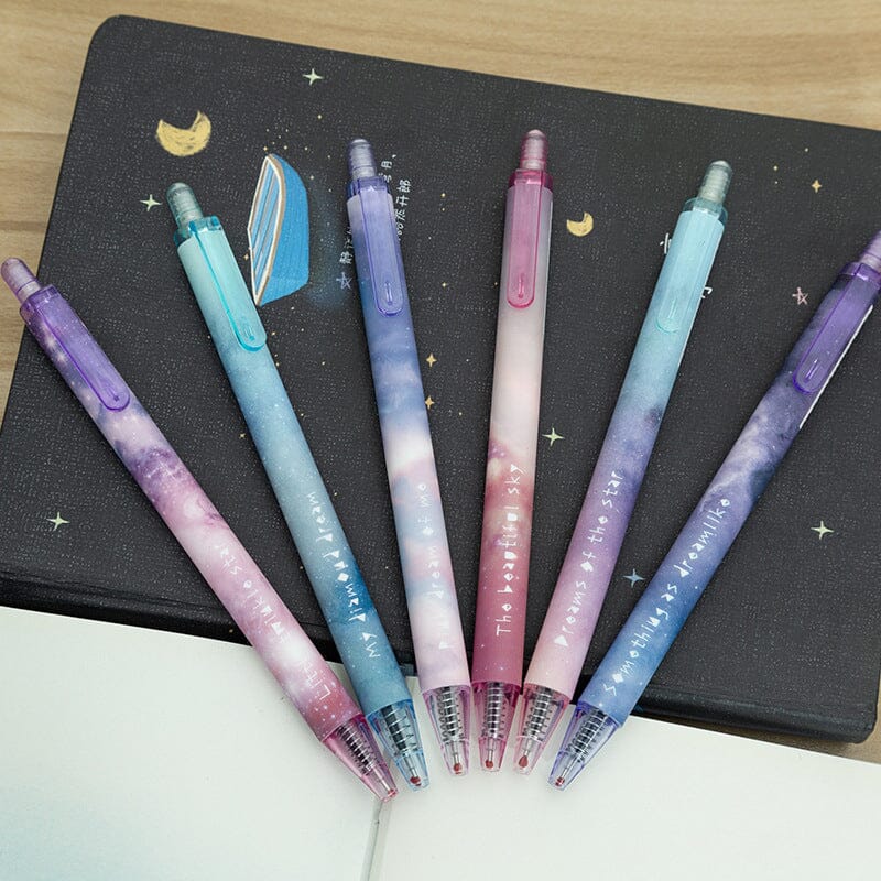 6 pcs Night Starry Sky Signature gel pens(Black Ink)