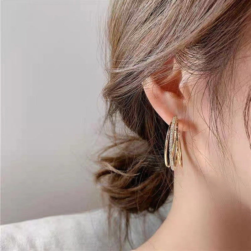 C-Shaped Three Hoop Earrings