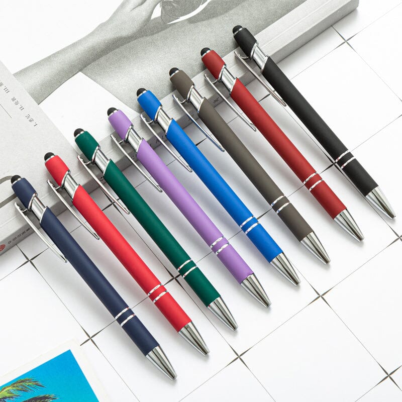 8 pcs Metal push aluminum rod ballpoint pens