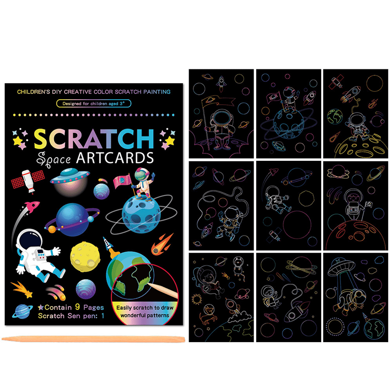 Colorful Scratch Books(Set of 9cs and 1 pen)