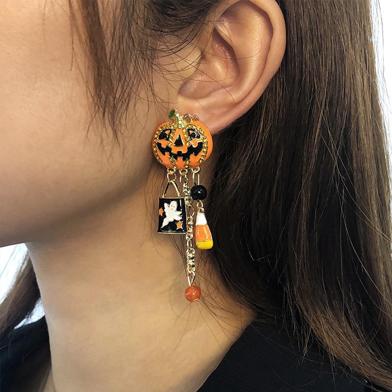 Pumpkin Ghost Creative Halloween Tassel Earrings