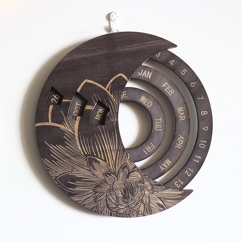 Wooden Wall Mounted Moon Calendar