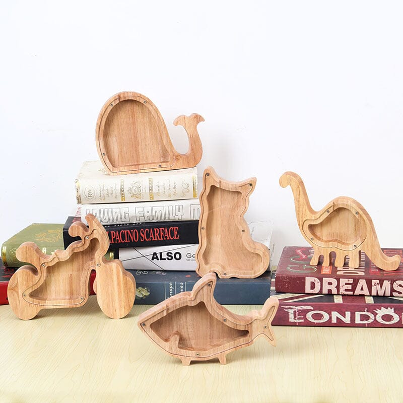 Wooden Animal Piggy Saving Bank