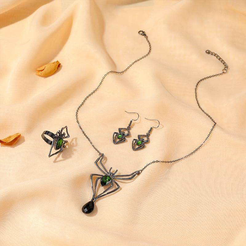 Retro Style Halloween Spider Jewelry Set