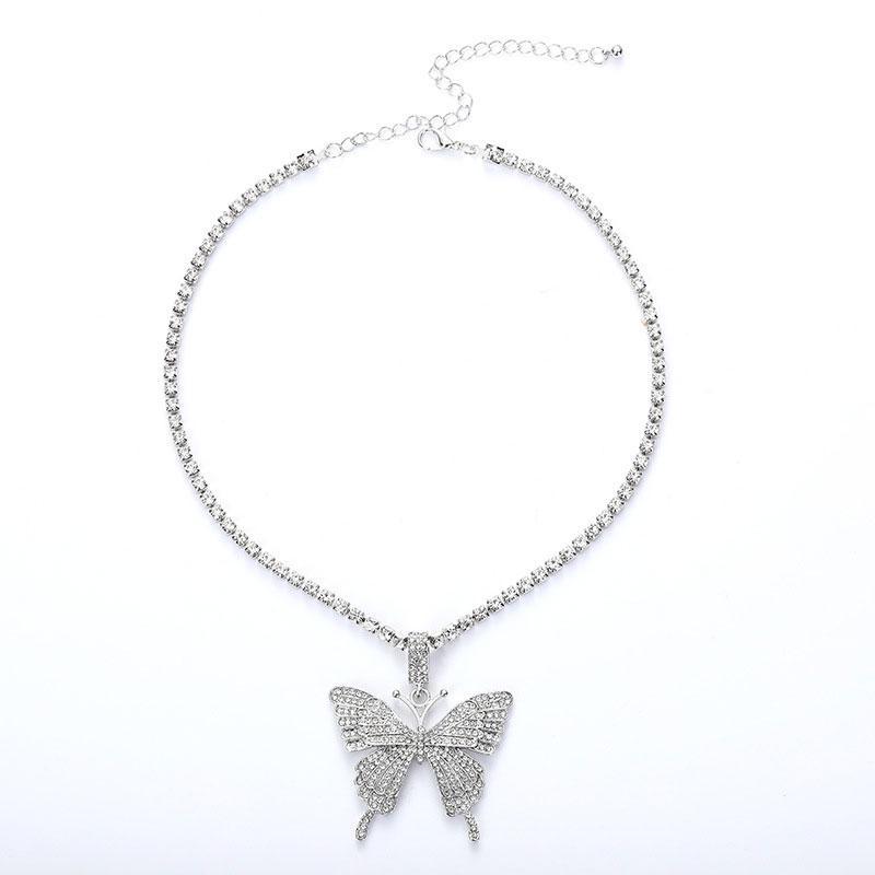 Crystal Pave Butterfly Pendant Necklace