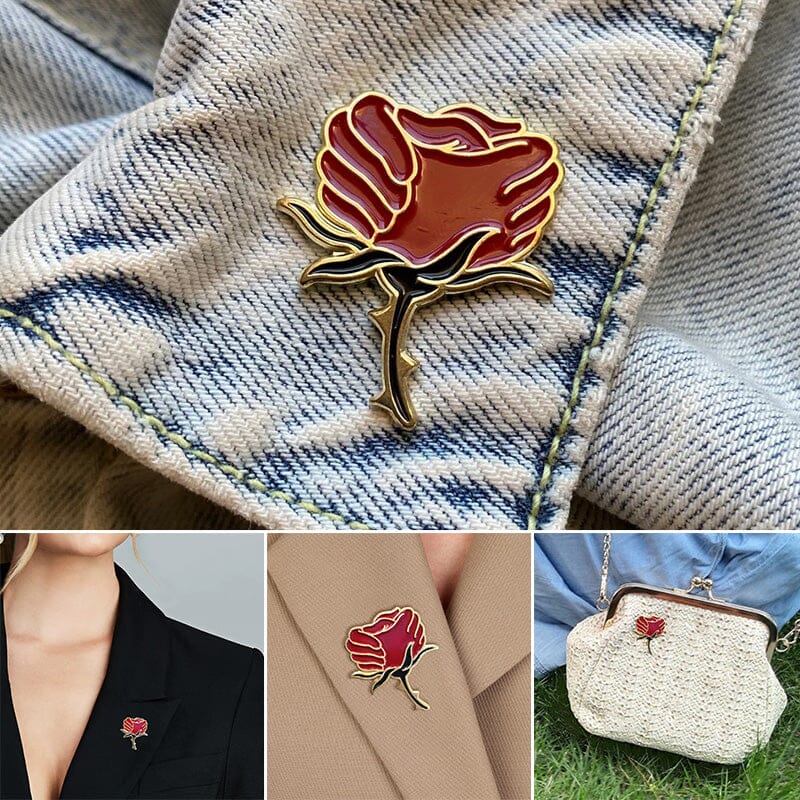 Rose Enamel Lapel Pin