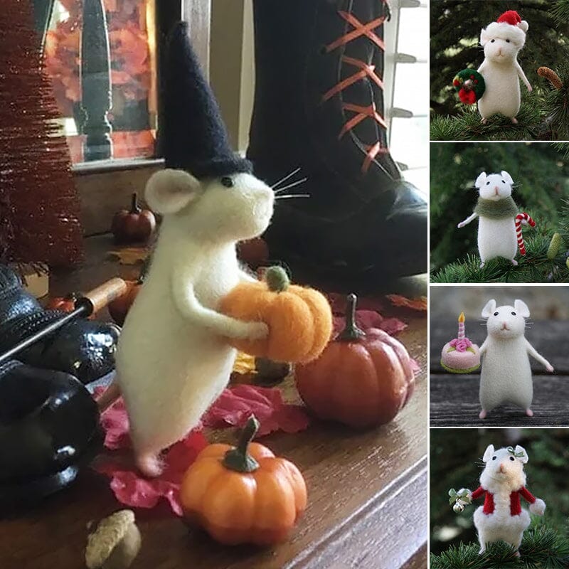 Halloween Felt Mouse and Pumpkin Ornament