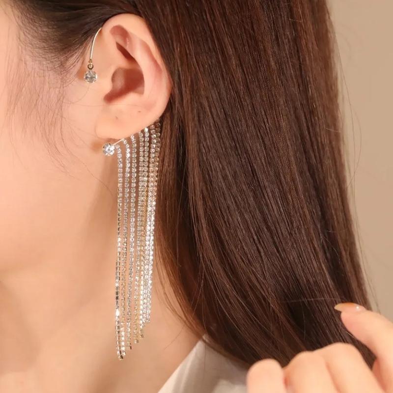 Sparkling Diamond Tassel Earrings (2PCS one Set)