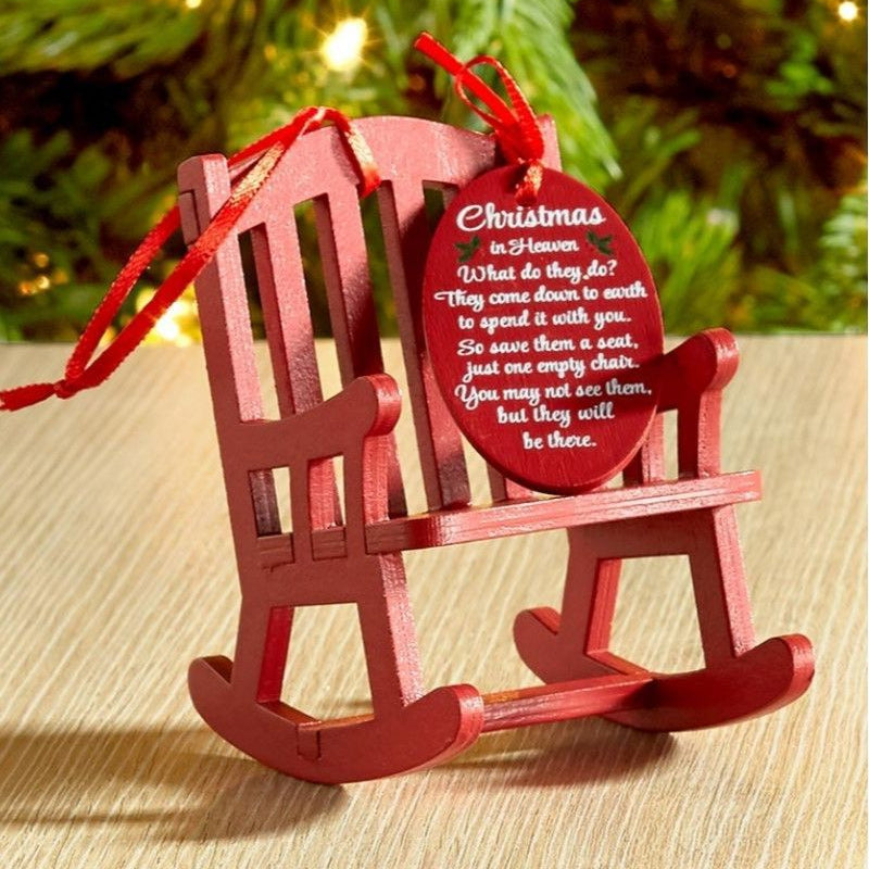 Christmas Wooden Craft Small Rocking Chair Ornament