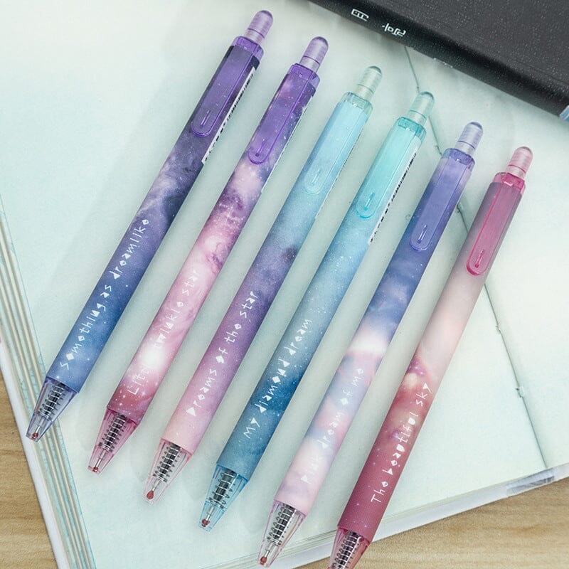 6 pcs Night Starry Sky Signature gel pens(Black Ink)