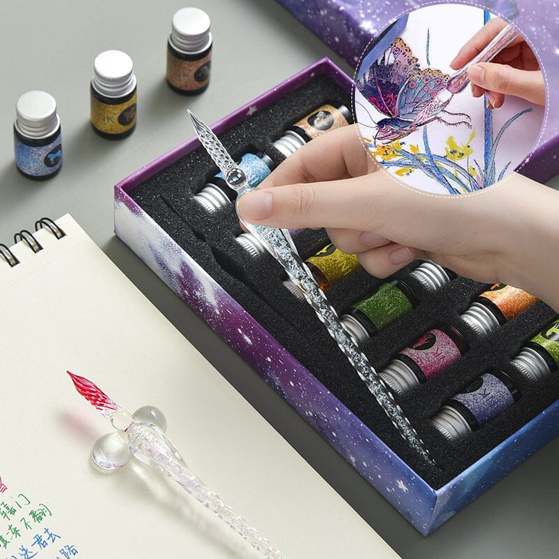 2023 Calligraphy Glass Dip Pens Ink Set