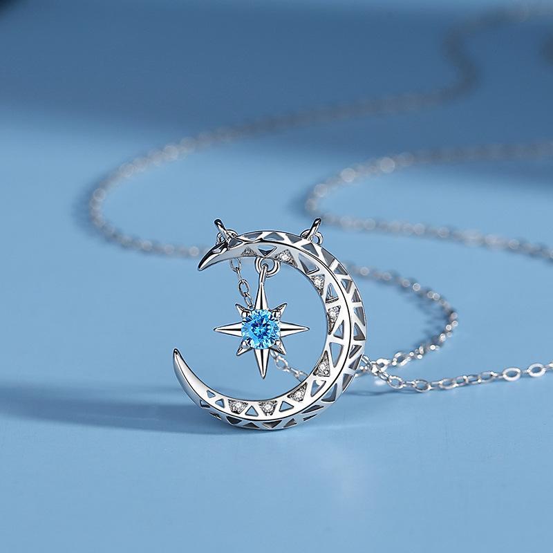 Teyou™ Galaxy Crescent Moon Pendant Necklace