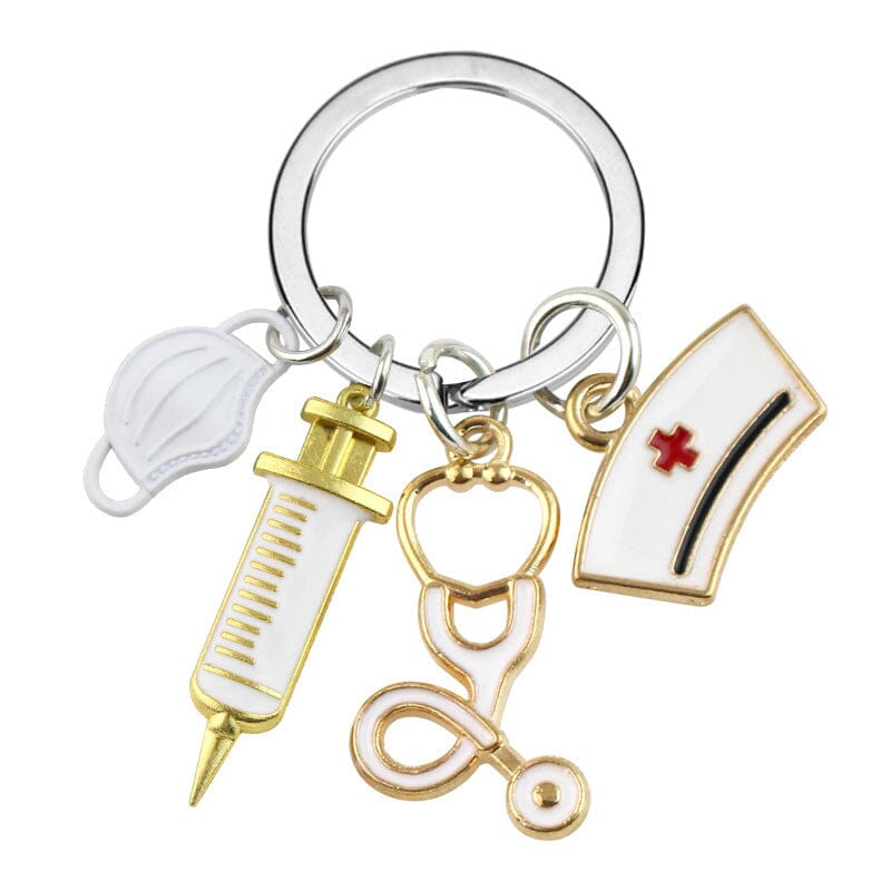 Nurse Doctor Medical Tool Stethoscope Syringe Face Mask Keychain