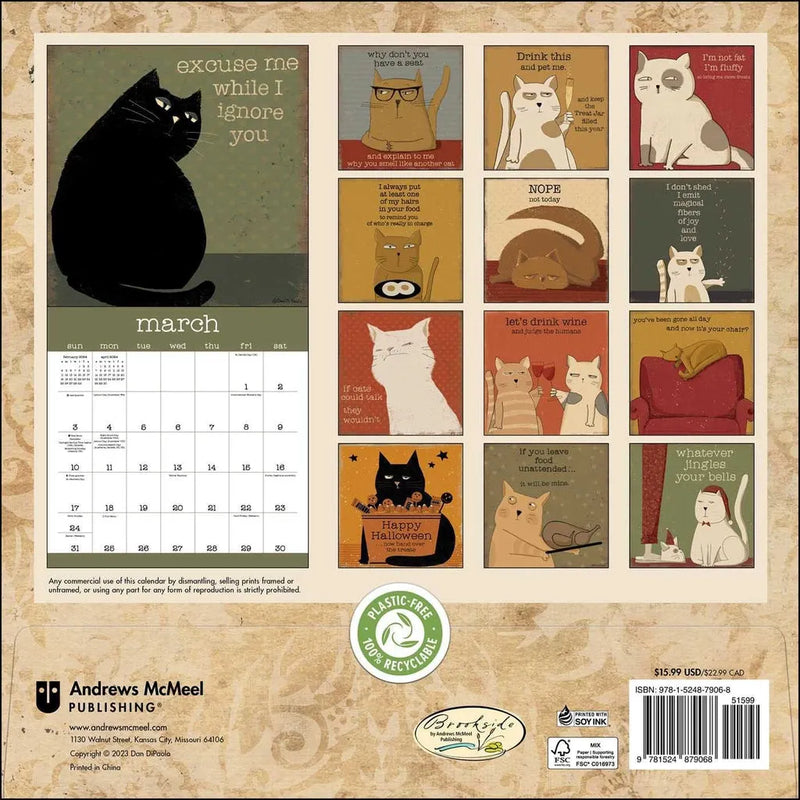 A Year of Snarky Cats 2024 Wall Calendar