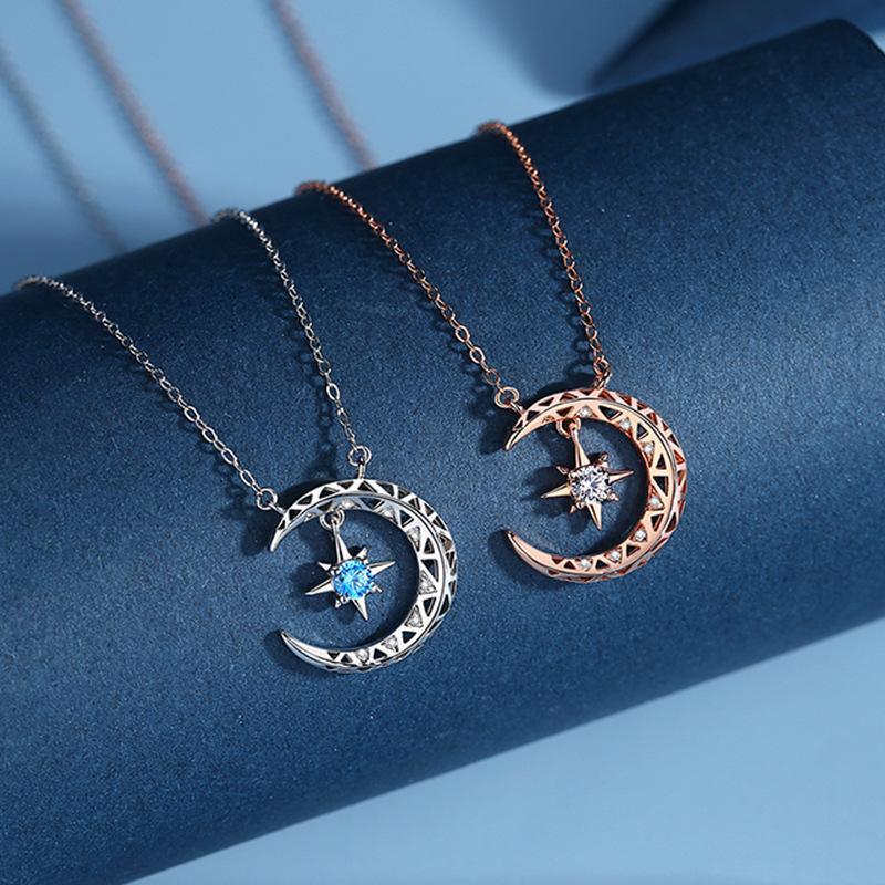 Teyou™ Galaxy Crescent Moon Pendant Necklace