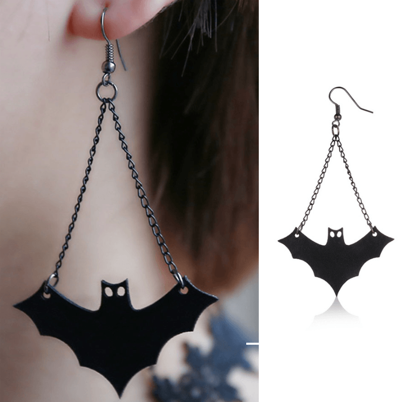 Halloween Gothic Jewelry Bat Earring and Necklace